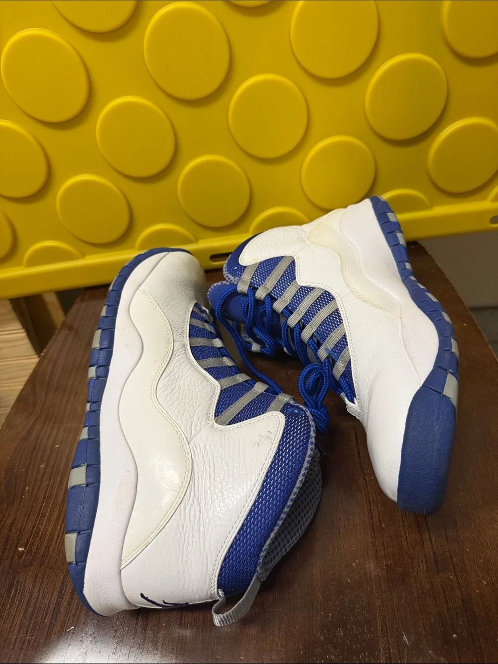 Jordan Retro White and Blue High-Top Sneakers